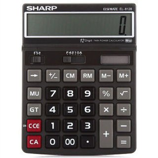SHARP 夏普  EL-8128-BK 大屏大字大键商务办公计算器（晶砂黑）