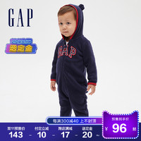 预售Gap婴儿摇粒绒保暖连体衣秋冬592876 2020新款童装外出哈衣