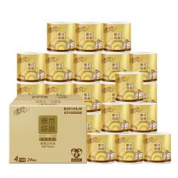 清风 原木金装 卷纸 4层140克27卷 *4件