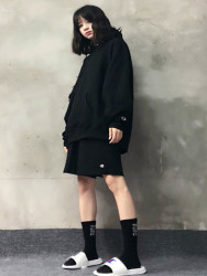 champion 经典美版秋装卫衣 S700袖标刺绣连帽男女秋冬穿搭情侣帽衫 加绒 S700BK