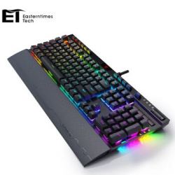 ET I119 刀锋 有线机械键盘 RGB 青轴 电脑笔记本台式键盘 键盘带手托混光吃鸡