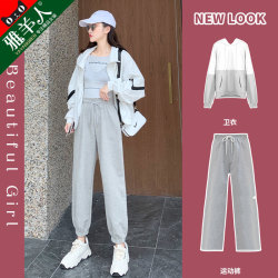 灰色运动裤女裤秋冬季加绒宽松束脚裤显瘦百搭阔腿休闲卫裤潮ins