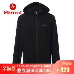 Marmot/土拨鼠20秋冬新款柔软保暖休闲开衫带帽抓绒衣女户外 曜石黑001 M 欧码偏大
