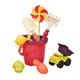 比乐B.Toys玩水玩沙玩具户外沙滩玩具车男孩女孩宝宝儿童夏日挖沙玩水风车18个月+中桶沙滩玩具套装-木瓜红