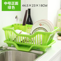 碗架中号大号碗架厨房用品沥水碗架厨房碗盘置物架碟筷子收纳架 正面绿色中号