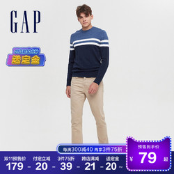 Gap 595008 男装宽松圆领条纹针织衫