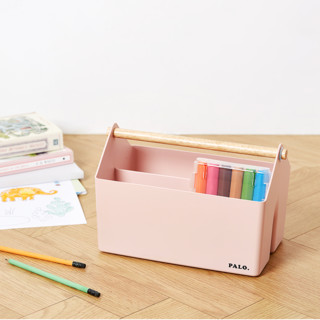 韩国原产SYSMAX MYROOM PALO系列多功能木柄收纳盒储物盒 粉色