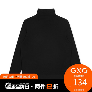 【券后参考价：134】GXG男装2020年热卖新款商场同款黑色高领毛衣男字母刺绣针织衫潮