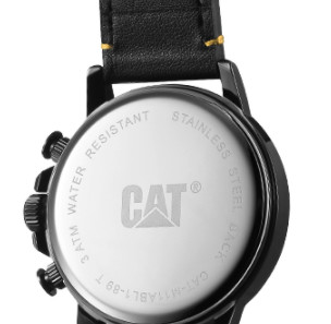 CAT 卡特彼勒 天机系列 CAT-M43ABL1-19 男士石英手表 44mm 镂空盘 黑色牛皮表带 圆形