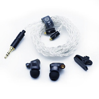 BGVP DN2圈铁耳机入耳式有线动圈重低音动铁HiFi发烧高解析MMCX可换线音乐耳机 黑色-无麦 标配