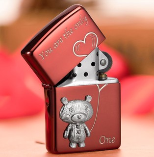 ZIPPO 之宝 徽章系列 ZBT-3-165b 告白小熊打火机 红色