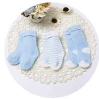 Bornbay 贝贝怡 204P2299 婴儿保暖毛圈袜三双装 淡蓝色 3-12个月
