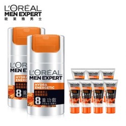 L'OREAL PARIS 巴黎欧莱雅 男士劲能8重功效醒肤露50ml*2 +赠滋润乳8ml*7