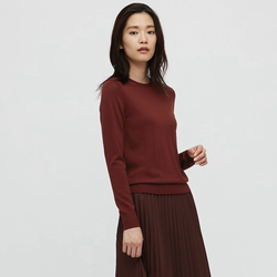 UNIQLO 优衣库 428855 精纺美利奴 女士针织衫