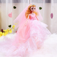 贝利雅 公主洋娃娃芭巴比娃娃套装玩具 金发拖尾款粉色（45cm）