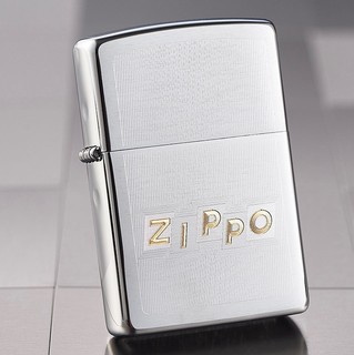 ZIPPO 之宝 镭射系列 49204 斜纹正楷标志打火机 银色