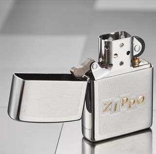 ZIPPO 之宝 镭射系列 49204 斜纹正楷标志打火机 银色