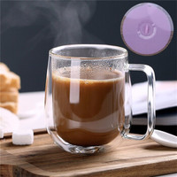 AlfunBel艾芳贝儿双层玻璃杯水杯牛奶咖啡饮料杯 高硼硅耐热隔热玻璃 双层杯-把手款(260ML)C-85-28-4