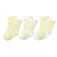 Bornbay 贝贝怡 204P2299 婴儿保暖袜子三双 黄色 0-3个月