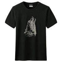 SEPTWOLVES 七匹狼 男士圆领印花短袖T恤YT1D1A30602837 黑色XL