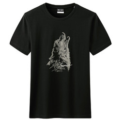 SEPTWOLVES 七匹狼 男士圆领印花短袖T恤YT1D1A30602837 黑色XL