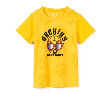 ABCKIDS 男童纯棉圆领短袖T恤 黄色 110cm