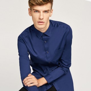G2000男装透气长袖衬衫 新款时尚商务防皱易理衬衣 03 藏蓝色