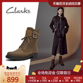 clarks其乐女鞋2020秋冬新款暗黑马丁靴户外工装靴女