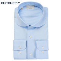 Suitsupply-Traveller浅蓝色棉平纹弧开领免烫商务男士衬衫
