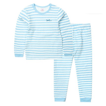 Miiow 猫人 儿童保暖秋衣裤套装 KU247804 天蓝条 140