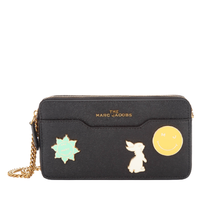 马克·雅克布MARC JACOBS 女士皮革印花链条拉链单肩包 黑色