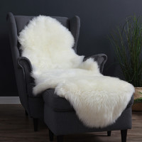 WOOLTARA 澳洲纯羊毛皮毛一体沙发垫 米白色 180x55cm