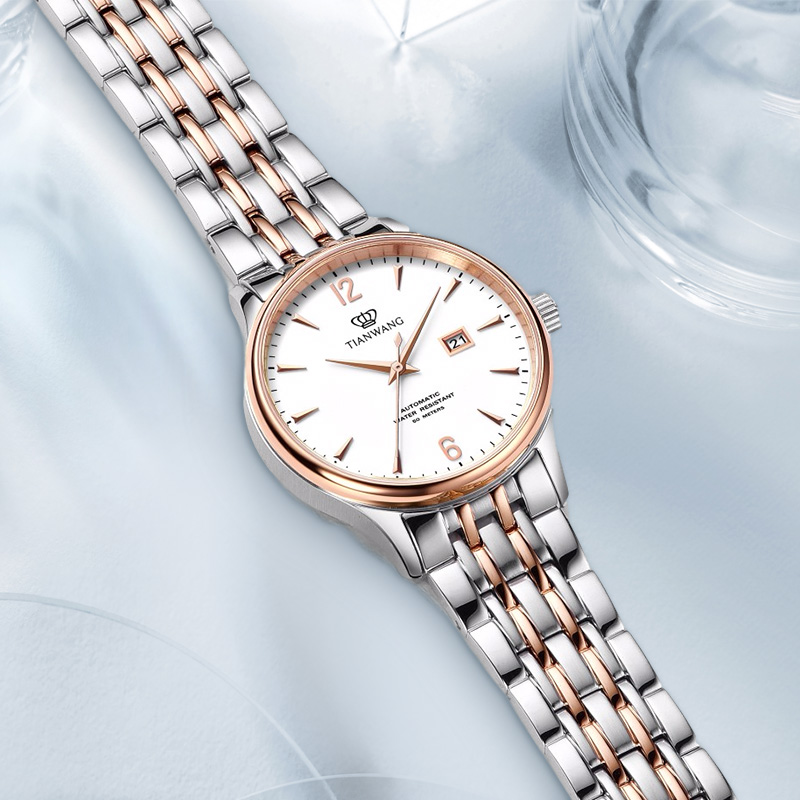 天王表正品时尚休闲女表防水自动机械表钢带经典女士手表礼物5845