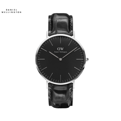 丹尼尔惠灵顿DanielWellington d休闲石英手表 银色边黑盘DW00100135