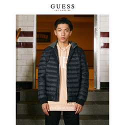 GUESS 情侣款2020新冬男轻薄连帽短款羽绒服-X0FL24R55R1