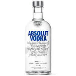 绝对伏特加（Absolut Vodka）洋酒 原味 伏特加 500ml *4件