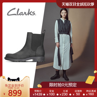 clarks其乐女鞋2020秋冬新款短靴切尔西靴烟筒靴子女