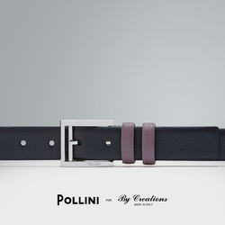 Pollini for By Creations男士牛皮革皮带荔枝纹真皮商务腰带礼物