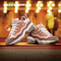 Skechers斯凯奇童鞋女鞋撞色厚底熊猫鞋老爹鞋休闲鞋运动鞋 13414 粉红色/紫色  37