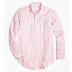 Brooks Brothers 布克兄弟 男士粉色条纹亚麻衬衫