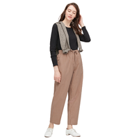 UNIQLO 优衣库 女士纯色全棉松紧腰九分裤430763 驼色S