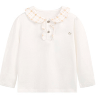 CLASSIC TEDDY 精典泰迪 女童娃娃领长袖T恤 白色 90cm