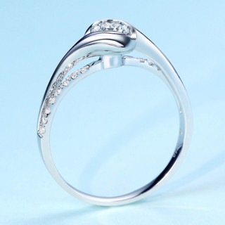 ZOCAI 佐卡伊 珠宝 邂逅系列 W02534 女士扭臂型18K白金钻石戒指 8分 SI H