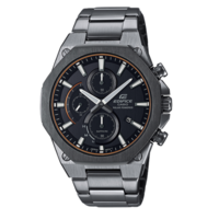 CASIO 卡西欧 CHRONOGRAPH系列 EFS-S570S570YDC-1APR 44mm 男士太阳能手表 黑盘 银灰色精钢表带 圆形