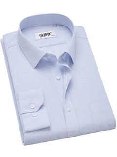 恒源祥 男士方领条纹长袖衬衫HW05073-20 蓝条