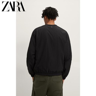 ZARA 男士套头宽松圆领长袖卫衣06985310800 黑色M