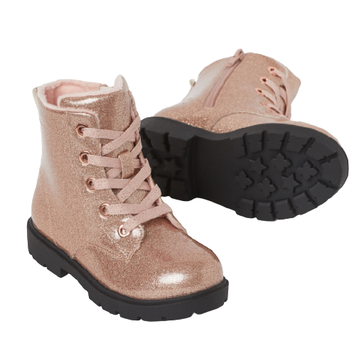 H&M 0887552  女童加绒皮靴 0887552 玫瑰金 24码