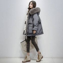 2020新款羽绒棉服女中长款韩版女宽松休闲百搭加厚大毛领棉衣外套