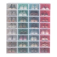 千屿12个装可叠加加厚鞋盒收纳盒透明鞋柜收纳整理箱简易放鞋盒