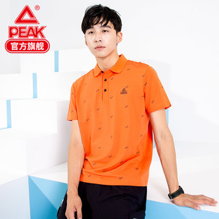 匹克POLO衫男2020夏季新款透气舒适速干吸湿排汗运动POLO短袖T恤D（XL/175、橙色）